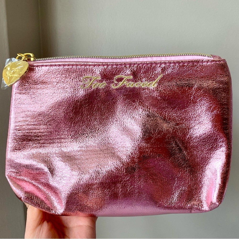 Too Faced Metallic Pink Makeup bag
